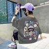 Camiseta Nueva de Estilo Occidental de Moda Holgada Atractiva para Niños y Niñas Manga Corta de Algodón Dibujos Animados Verano No