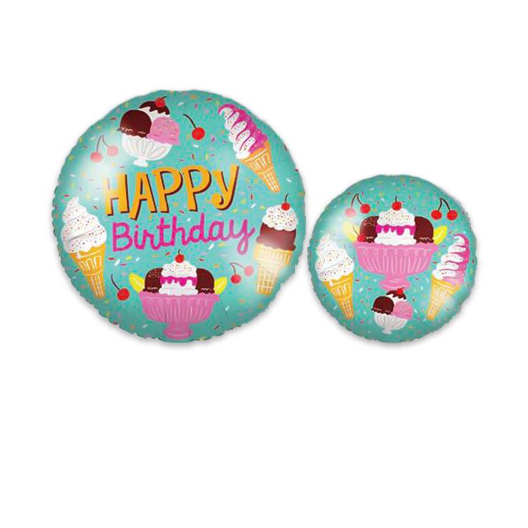 18寸冰淇淋生日圆球白底
