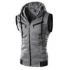 Explosões do AliExpress para o Verão Novo Colete Masculino Sem Mangas com Capuz Cor Sólida Casual Slim WZ10A