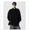 Top retrô masculino da moda estilo americano com gola alta e mangas compridas, moletom de meio zíper outono/inverno transfronteiriço, jaqueta casual solta