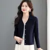 Chaqueta Suéter con Cuello Polo Corto 2026 Nuevo Otoño e Invierno Ajustado Cárdigan para Mujeres Petites Top de Punto
