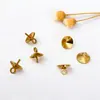 Aguja de Cobre Electrochapada Sin Aguja Tapa Ojo de Oveja Accesorios para Joyería Hecha a Mano DIY Bandeja para Cuentas Tapa de Perla Colgante Redondo