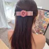Pinza de resorte para el pelo con diseño de flor de camelia elegante estilo coreano y lazo tridimensional para niñas