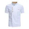 Uniforme de verão de manga curta para trabalho de chef para restaurantes, catering, refeitórios, restaurantes de churrasco e hot pot, uniforme de trabalho de chef de cozinha com logotipo impresso