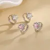 Aros de Gatito con Zirconia Rosa, Pendientes de Gato Dulces y Lindos, Aros de Oreja de Gatito Estilo Bosque, Accesorios de Orejas de Animal para Mujer