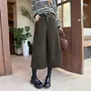 Novedad Otoño/Invierno 2026 Pantalones de Lana Cropped Estilo Cimitarra Cintura Alta Adelgazantes Casuales Pierna Ancha Pierna Recta con Cinturón