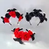 Diadema de Cabeza de Murciélago Oscuro de Halloween Festival de Fantasmas Vestido Negro Rosa Decoración de Fiesta Accesorios para el Cabello Tocado