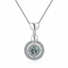 Collar Transfronterizo Europeo y Americano de Moissanita para Mujer, Colgante Redondo en Forma de Corazón, Cadena para Clavícula Versátil de Moda de Alta Gama en Plata de Ley S925
