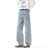 Ropa de Hombre Fengshe / Jeans Rectos para Hombre, Nuevo Estilo Vintage High-Street, Corte Holgado, Pantalones Casuales de Estilo Americano de Moda