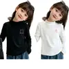 Camada Base de Lã Meia-Gola Alta para Meninas Roupas Infantis Outono Inverno Estilo Coreano Roupa Íntima Quente Camiseta de Manga Longa com Estampa Fofa Tendência