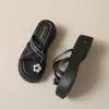 Pantuflas de Suela Gruesa para Mujer, Nueva Moda Verano 2026 Sandalias de Tira de Dedo Estilo Francés con Pedrería, Chanclas Elegantes para la Playa