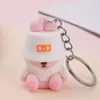Roupas da moda chapéu de pescador para dormir ursinho coelho fofo chaveiro bolsa personalizada pingente carro pequeno presente chaveiro