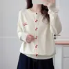 2025 Novo Outono e Inverno Tamanho Grande Feminino Pequeno Fresco Botão de Coração Letra Pequena Malha Malha para Menina Plus Size 9115