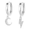 Pendientes de plata 925 de luna y rayo, pendientes de lujo ligero de alta gama para mujer, pendientes colgantes de circonita brillante estilo Ins, joyería transfronteriza