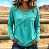 En stock 2026 nuevo modelo transfronterizo para mujer con textura flecos borlas vintage cuello redondo manga larga top elegante camisa de manga larga