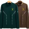 Nova camisa básica com gola alta meia-altura masculina e feminina, veludo dupla face, veludo alemão, outono e inverno, forrada com fleece, espessa, quente, slim fit para negócios, estampada