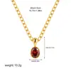 Pingente de Pedra Natural Colorida Corrente de Clavícula em Aço Inoxidável com Ouro 18K Pedra de Cristal Oval Moda Transfronteiriça Retrô Colar para Mulheres