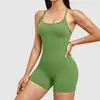 Conjunto de Yoga de una Pieza Ajustado de Nuevo Estilo Transfronterizo con Almohadillas en el Pecho, Cuello Cuadrado, Espalda Descubierta, Ropa de Fitness, Shorts, Tirantes, Mono de Yoga