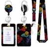 Serie de Mariposas de Aleación de Zinc Redonda Hebilla Fácil de Tirar Estampado por Transferencia Térmica de Poliéster Lanyard para Teléfono Juego de Tarjetas de Certificado