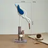 Decoración de adorno de tocón de árbol de madera vintage mediterráneo con gaviota para sala de estar, estudio, casa modelo temática, manualidad de escritorio