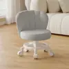 Silla de Maquillaje Color Crema, Taburete de Belleza para Tocador, Silla para Tocador de Dormitorio de Manicura, Silla Giratoria con Respaldo, Ruedas de Gama Alta, Sencilla