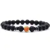 Venta caliente transfronteriza Europa y Estados Unidos 8mm piedra volcánica natural esmerilada ojo de tigre lapislázuli cuentas para hombres y mujeres pulsera de mano al por mayor