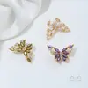 Preserva Cor Banhado a Ouro 14K Zircônia Colorida Contas Espaçadoras Borboleta Artesanal DIY Fio de Cristal Pérola Colar de Mão Acessórios de Joia Material