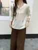 26 Suéter Base Elegante de Lã Merino 100% para o Início do Outono com Capuz Manga Longa Solto 60333