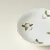 Suporte para Bule de Porcelana Branca de Argila de Jade Dinastias Tang e Song com Borda Pintada à Mão de Flor de Pessegueiro, Conjunto de Chá Kung Fu, Bandeja Seca para Chá Caseira, Acessórios para Cerimônia do Chá, Bandeja para Petiscos de Chá