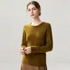 Otoño e Invierno Nueva Camiseta Base de Punto de Cachemira Moda Suave Cómoda Jersey con Dobladillo Enrollado Cuello Redondo Agradable a la Piel Manga Larga para Mujer