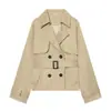 Ins transfronteiriça Europeia e Americana 2026 nova moda elegante feminina atacado roupa de trabalho curta lapela dupla blazer trench coat