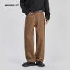 Pantalones Casuales Rectos de Algodón Lavado APO para Hombre Otoño Nuevo de Alto Sentido Holgados Versátiles