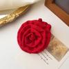 Suave elegante vermelho rosa anel de cabelo 2024 novo doce tridimensional grande flor intestino delgado anel alto elástico acessórios de cabelo