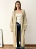 Cardigan Longo Tricotado com Capuz Estilo Preguiçoso Coreano para Mulheres, Novo Casaco Espessado Solto Emagrecedor para Outono e Inverno