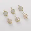 Alambre de Cobre Chapado en Oro de 14K Envuelto Alrededor de Piedra Ojo de Gato Perla Redonda Colgante Pequeño Pendiente Hecho a Mano DIY Accesorios para Pendientes Colgantes de Perlas