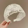 Tiara de Renda de Verão Estilo Coreano com Aba Larga de Tela Acessório de Cabelo Feminino Faixa de Lavar o Rosto Retrô para Cobrir Cabelos Brancos Headwear para Mulheres