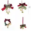 Enfeite de Porta de Natal Decoração de Carro Árvore de Natal Laço de Veludo Vermelho Sino Pequeno Pingente Arranjo Adereços