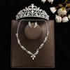 Conjunto de três peças para noiva: coroa, colar e brincos. Acessórios de cabelo para casamento. Acessórios de casamento. Coroa estilo coreano.