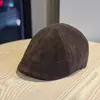 Boina Versátil Japonesa de Cabeza Grande, Sombrero de Pintor Reversible Adelgazante, Gorra Hacia Adelante Retro de Ante para Otoño e Invierno para Mujeres