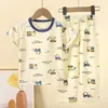 Conjuntos infantis personalizados de manga curta, roupas de casa para meninos e meninas, pijamas infantis, roupas infantis, algodão puro, atacado Classe A