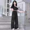 Pantalones de nuevo estilo para niñas, pantalones de pierna ancha para estudiantes mujeres, pantalones rectos de pierna ancha de moda para primavera y otoño, pantalones vaqueros elásticos para niños