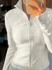 Top de Tejido Cepillado de Doble Cara para Primavera y Verano, Corte Ajustado, Elástico, Secado Rápido, Chaqueta con Cuello Alto, Abrigo de Yoga, Ropa de Yoga, Casual y Versátil