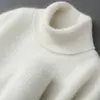 Suéter masculino de lã, gola alta de tricô, manga longa, quente, outono e inverno, cor sólida, suéter casual, camisa base de cashmere, atacado