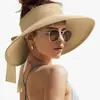 Chapéu de Palha com Proteção Solar, Proteção UV de Verão, Chapéu de Praia de Aba Larga com Topo Aberto, Chapéu de Moda Respirável para Proteção Solar Feminina em Viagens ao Ar Livre