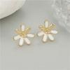 Pequeños y exquisitos aretes de pin de plata S925 de alto nivel con forma de flor de cinco pétalos, aretes de margarita y girasol para mujer, accesorios de joyería