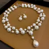 Collar de Perlas de Múltiples Capas Incrustado con Diamantes Estilo Corte Francés, Cadena para Suéter de Lujo Ligero Francés de Alta Gama, Versátil para Otoño e Invierno