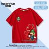 Camiseta de dibujos animados de Luigi estampada de cuello redondo holgada de manga corta para niños y niñas verano nueva algodón manga media camiseta fresca