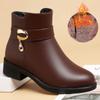 Botas de mujer, zapatos de mamá, zapatos de mujer otoño e invierno 2023, nuevas botas Martin, botines de tacón grueso con fondo suave, zapatos de algodón y cuero cálidos con forro polar