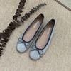 Zapatos de Tacón Plano con Moño y Punta Cuadrada para Mujer, Zapatos Planos, Tacón Bajo, Suela Suave, Zapatos de Ballet para Boda, Cómodos para Conducir, para Mujeres Embarazadas, Todas las Estaciones