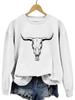 Amazon trendy eBay top holgado divertido estampado cabeza de vaca nuevo cuello redondo manga larga camisa jersey en stock